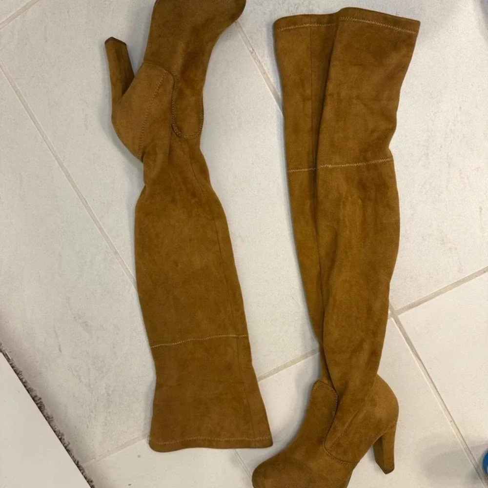 Tan suede over the knee high heel boots‎ boots -Size 6.5